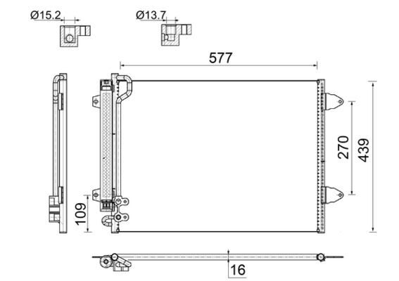 MAHLE AC666000S KLİMA KONDENSERİ KURUTUCU İLE PASSAT 05> 577x439x16 8FC351317541