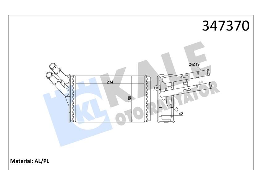 KALE 347370 KALORİFER RADYATÖRÜ PASSAT A4 SUPERB 97->00