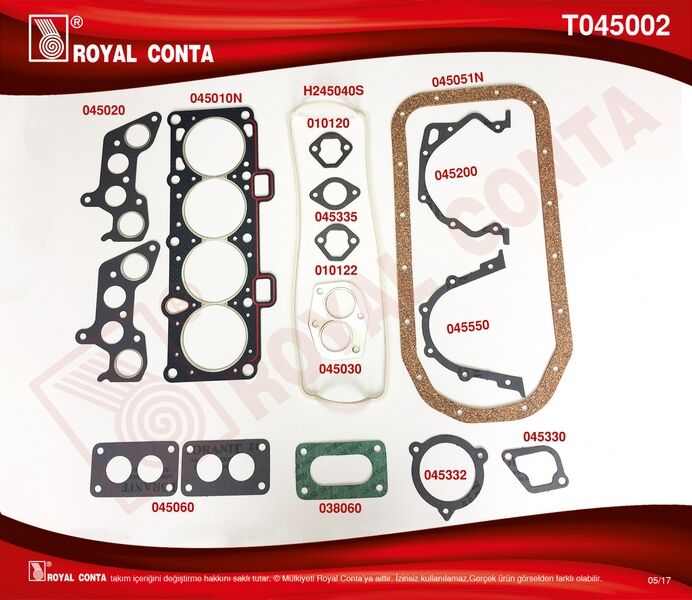 ROYAL T045002 MOTOR TAKIM CONTA KEÇESİZ LADA SAMARA 1500