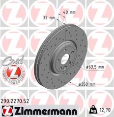 ZIMMERMANN 290.2270.52 FREN DISKI ON 18 LAND ROVER RANGE ROVER VELAR L560 . JAGUAR F-PACE X761 XE X760 XF X260 DELIKLI