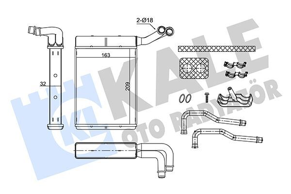 KALE 352865 KALORİFER RADYATÖRÜ BRAZING CITROEN C5 04>08 PEUGEOT P407 04>10