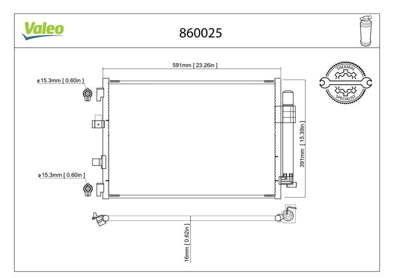 VALEO 860025 KLIMA RADYATORU KONDANSER FOCUS III 1.0 ECOBOOST -1.6TDCI 11 > GRAND C-MAX 11> 591 377 16