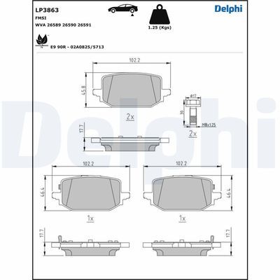 DELPHI LP3863 ARKA FREN BALATASI RENAULT AUSTRAL 23> 1.3TCe 1.2E-TECH MEGANE E TECH 23> QASHQAI 22> 1.3 e-Power X-TRAIL IV 22> T33 1.5 VC-T e-Power