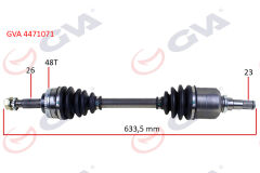 GVA 4471071 KOMPLE AKS SOL TOYOTA COROLLA 1.4L 1.6L 4ZZ-FE 3ZZ-FE ZZE120 ZZE121 VVTi 02-06 ABS li 26x23 - ABS 48 diş komple boy 633.5mm