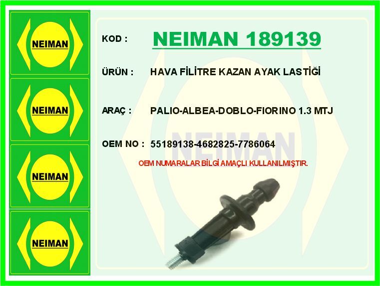 NEIMAN 189139 HAVA FİLTRE BAĞLANTI BRAKETİ PALIO-ALBEA-DOBLO-FIORINO 1.3 MTJ