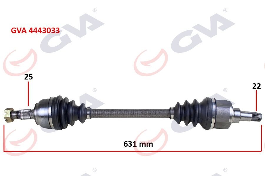 GVA 4443033 KOMPLE AKS SOL PEUGEOT P307 00>07 CITROEN C4 04>11 1.4-1.6 MANUEL ŞANZIMAN 00-07 631x25x22