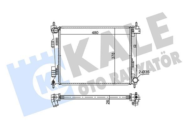 KALE 354275 RADYATÖR BRAZİNG ACCENT BLUE-İ20-KIA RIO DİZEL 11 > MANUEL 480x382x26 AL-PL-BRZ