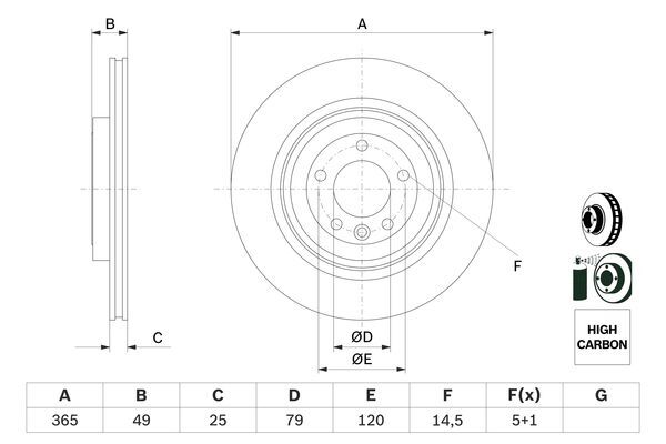 BOSCH 0986479F68 FREN DISKI ARKA LAND ROVER RANGE ROVER L405 L494