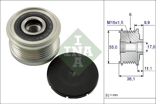 INA 535010310 ALTERNATÖR KASNAĞI RULMANLI BOXER-JUMPER-DUCATO 06> DAILY 99> 3.0 DMTJ-HDI 6 KANAL
