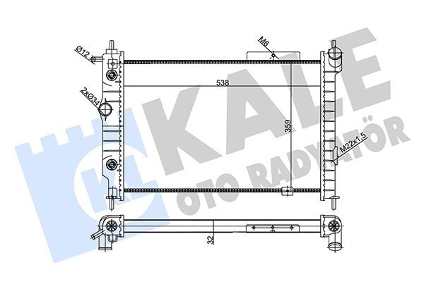 KALE 356995 SU RADYATÖRÜ OPEL ASTRA F 1.4I 1.6I 2.0I 1.7D 93-98 AT NAC MEKANİK 538x359x32 90443392