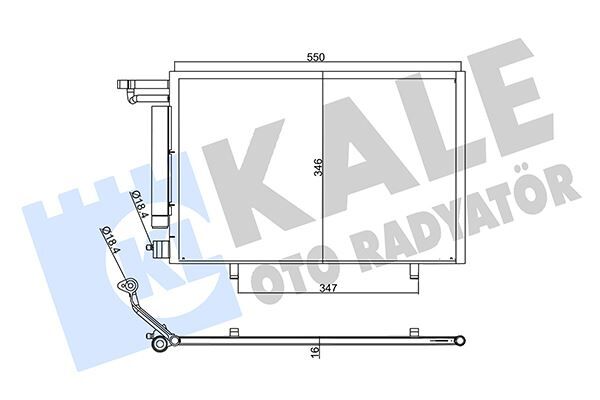 KALE 357775 KLİMA RADYATÖRÜ FORD BMAX-FİESTA 08> DİZEL-BENZİNLİ KURUTUCULU 550mm-345mm-16mm 45MM. UZUNLUK: 550