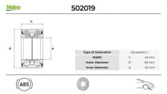 VALEO 502529 ON TEKER RULMANI KIT FOCUS III 11>17 KUGA I-II 08>14 YENI CONNECT 14> ABS LI