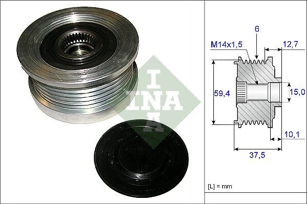 INA 535011010 ALTERNATÖR KASNAĞI RULMANLI ACCENT-GETZ-MATRIX 1.5 CRDI 02 > 6 KANAL 535011010