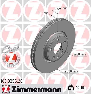 ZIMMERMANN 100.3355.20 ÖN FREN AYNASI A4-A5-A6-A7-Q5 320x30x28xHAVALI 986479753-DF6148