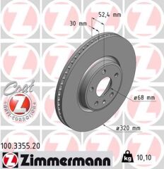 ZIMMERMANN 100.3355.20 ÖN FREN AYNASI A4-A5-A6-A7-Q5 320x30x28xHAVALI 986479753-DF6148