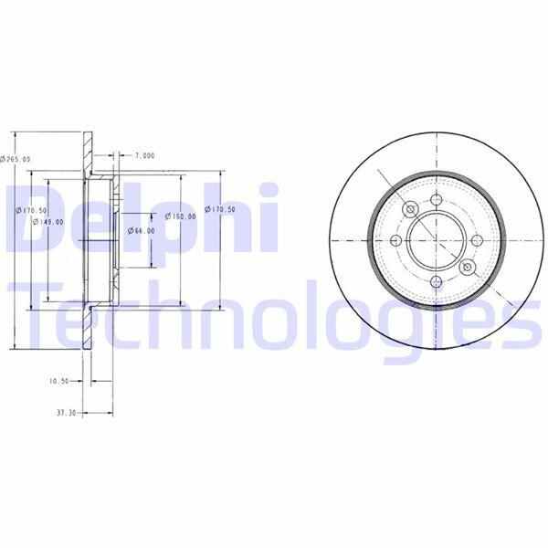 DELPHI BG2694 ARKA FREN AYNASI RENAULT LAGUNA 93>01 SAFRANE 92>96 265x10.5x4DELİK