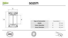 VALEO 502571 ON/ARKA TEKERLEK RULMANI SET VW Polo Classic 1.6 1997-09-2001-09>