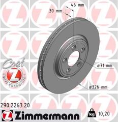 ZIMMERMANN 290.2263.20 FREN DISKI ON JAGUAR XF I X250 XJ X350 X358 XK II X150