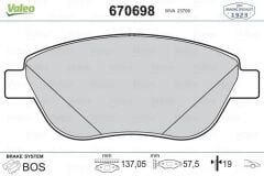 VALEO 670698 ÖN BALATA DOBLO 1.3-1.9 JTD 07>G.PUNTO 1.3 MJT 05>STILO 05>LINEA-BRAVO 07>IDEA 1.3 05>GDB1878 FİŞSİZ