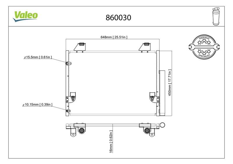 VALEO 860030 KLİMA RADYATÖRÜ KONDENSER TOYOTA HILUX VIGO 2.5L 2KDFTV KUN15 KUN25 KUN35 05-15 / 3.0L 1KD-FTV KUN 26 05-14