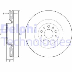 DELPHI BG4556 ÖN FREN AYNASI FIAT 500 L 13> DOBLO 10> OPEL COMBO 12> 305x28x45.8 HAVALI 5 DELİK
