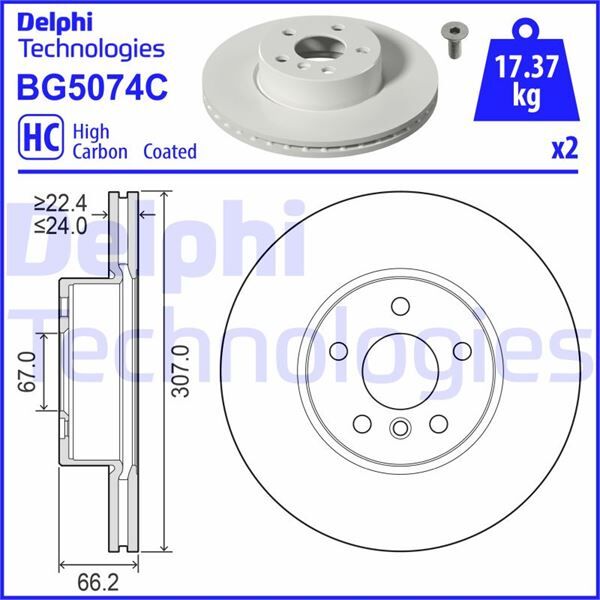 DELPHI BG5074C FREN DISKI ON BMW G42 G20 G21 G28 G22 G23 G26