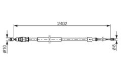 BOSCH 1987482276 EL FREN TELİ ARKA SAĞ/SOL PEUGEOT PARTNER 08> CITROEN BERLINGO 08> 2402mm
