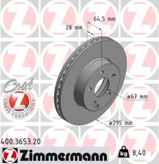 ZIMMERMANN 400.3653.20 FREN DISKI ON MERCEDES W204 S204 C204 W212 S212 A207 R172