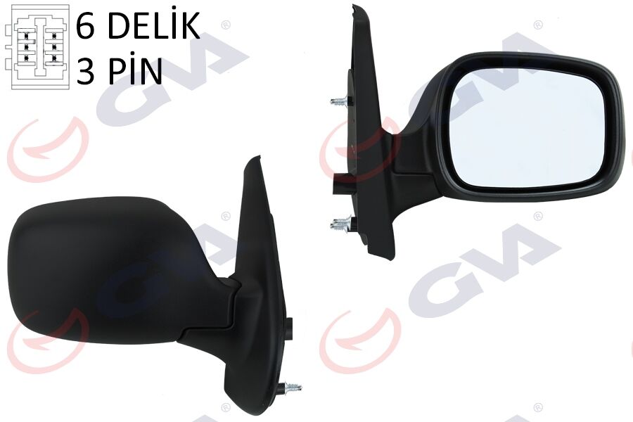 GVA 1016130 DIŞ DİKİZ AYNASI SAĞ KANGOO 01> ELEKTRİKLİ ISITMALI ASFERİK 5 FİŞ VM-132NEHR