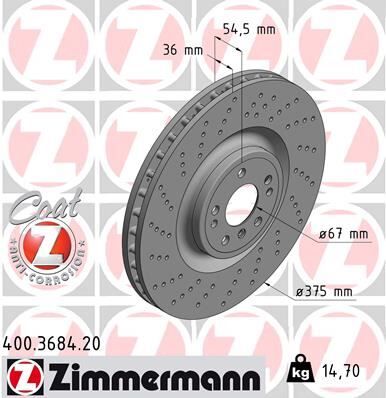 ZIMMERMANN 400.3684.20 FREN DISKI ON 4-matic MERCEDES W166 X166 C292