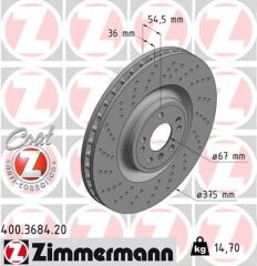 ZIMMERMANN 400.3684.20 FREN DISKI ON 4-matic MERCEDES W166 X166 C292