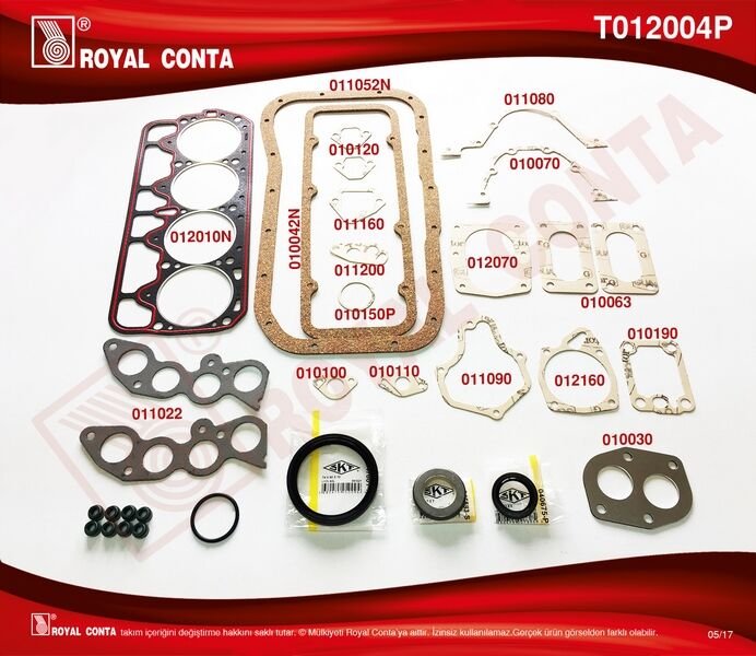 ROYAL T012004P MOTOR TAKIM CONTASI FULL SKT KEÇE REİNZ SUBAP LAS M131 DKŞ 1600 88 >