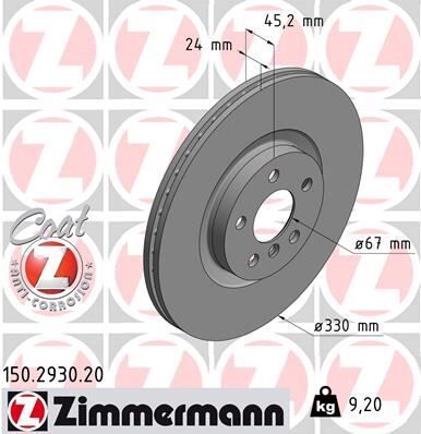 ZIMMERMANN 150.2930.20 FREN DISKI ON BMW F40 F70 F44 F45 F46 F74 U06 F48 U11 F39 U10 . MINI F60 U25 F65
