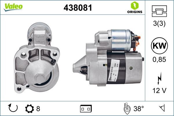 VALEO 438081 MARŞ MOTORU 12V 8 DİŞ LOGAN- KNG- CLIO I- MGN I 1.4 98-