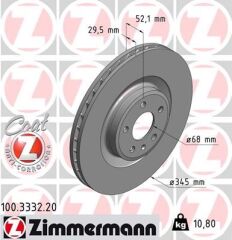 ZIMMERMANN 100.3332.20 ÖN FREN AYNASI HAVALI Q5 2.0 TFSI/2.0 TDI/3.0 TDI/3.2 FSI 08- A5 S5 QUATTRO 07- A4 S4 QUATTRO 08- 986479590-DF6014S