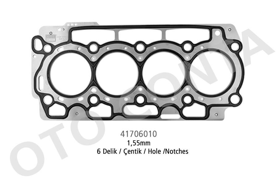 OTOCONTA 41706010 SİLİNDİR KAPAK CONTASI SKC ÇELİK MLS 1.55mm 6 DELİK P206-BIPPER-NEMO-FIESTA 1.4 HDİ 8HS-8HT-8HX-D V4TD