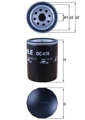 MAHLE OC478 YAĞ FİLTRESİ TOYOTA AURIS COROLLA 1.4L 1NDTV NDE120 NDE150 02-09 / YARIS 1.4L 1NDTV NLP90 06-09 / HI LUX 2.5L 2KDFTV KUN15 KUN25 KUN26 VIGO 05-15 / 2.4L 2GDFTV GUN125 REVO 15-> - kısa tip