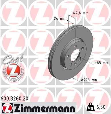 ZIMMERMANN 600.3260.20 FREN DİSKİ ÖN VW-SKODA-SEAT-AUDİ-A1-ARONA-İBİZA-KAMİQ-SCALA-POLO-T CROSS-TAIGO 18> 276x24x5