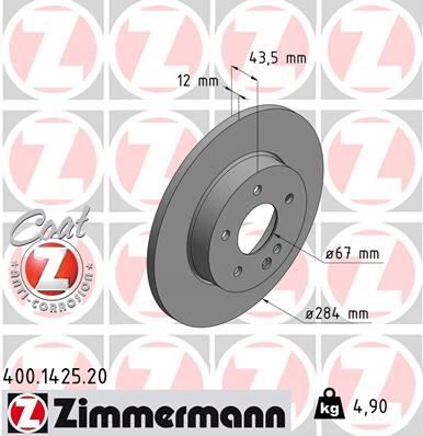 ZIMMERMANN 400.1425.20 FREN DISKI ON MERCEDES C-CLASS W202 93>00