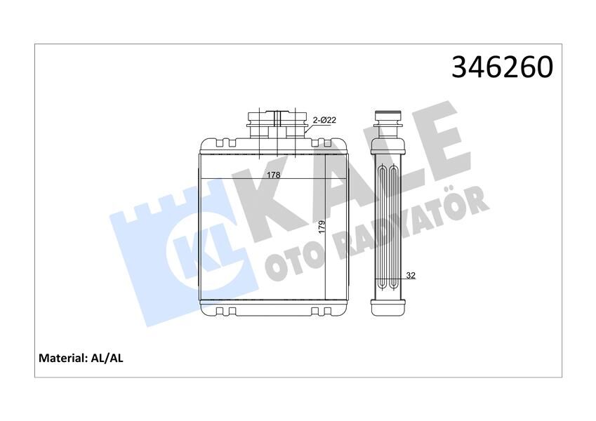 KALE 346260 KALORİFER RADYATÖRÜ POLO-IBIZA IV-FABIA-CORDOBA-1.2 12V-1.4 16V1.6 16V-1.4TDI-1.9TDI
