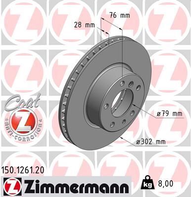 ZIMMERMANN 150.1261.20 FREN DISKI ON BMW E34 E32