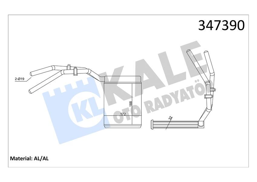 KALE 347390 KALORİFER RADYATÖRÜ FORD FOCUS-C MAX 04>BENZİNLİ/DİZEL VOLVO C30 C70 II S40 II V50 06>12