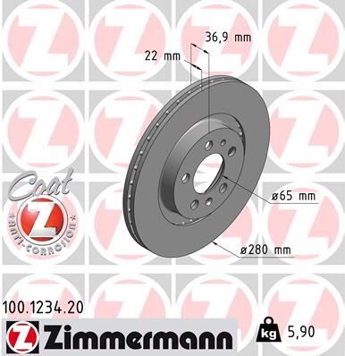 ZIMMERMANN 100.1234.20 ÖN FREN AYNASI GOLF IV 97-06 BORA 98-05 OCTAVIA 99>TOLEDO II-LEON 99-06 A3 99> 280x22x5DLxHAVALI 986478852-DF2804-DF2804BP