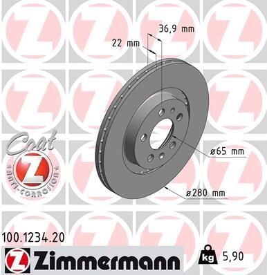 ZIMMERMANN 100.1234.20 ÖN FREN AYNASI GOLF IV 97-06 BORA 98-05 OCTAVIA 99>TOLEDO II-LEON 99-06 A3 99> 280x22x5DLxHAVALI 986478852-DF2804-DF2804BP