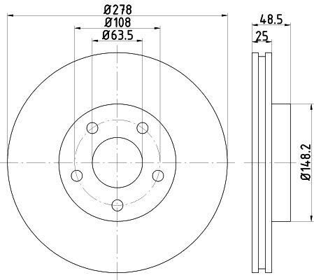 FRENDI 13554 ÖN FREN AYNASI ADET FOCUS 04-12 CMAX 07-10 S40 06-10 C30 10-12 C70 06-13 V50 05-12 278x25x5DLxHVLI