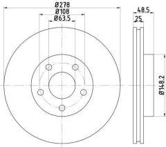 FRENDI 13554 ÖN FREN AYNASI ADET FOCUS 04-12 CMAX 07-10 S40 06-10 C30 10-12 C70 06-13 V50 05-12 278x25x5DLxHVLI