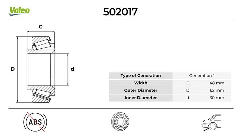VALEO 502017 ARKA TEKER PORYA RULMANI OPEL CROOSLAND 17> P207-P208-P301-P307-P2008-C3-C4-C-ELYSEE-DS3
