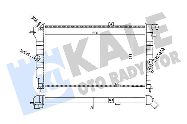 KALE 356865 SU RADYATÖRÜ OPEL VECTRA A 1.6I 2.0I 2.0I 16V 1.7D 90-95 CALIBRA A 2.0I 94-97 MT AC NAC MEKANİK 620x378x34 90443463-90443466