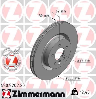 ZIMMERMANN 450.5202.20 FREN DISKI ON LAND ROVER DISCOVERY L319 L462 RANGE ROVER L405 L320 L494