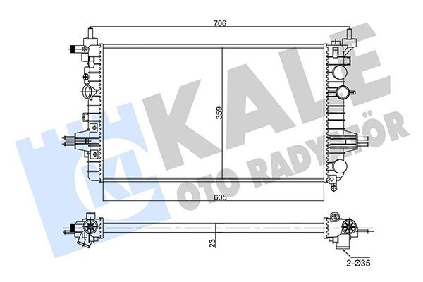 KALE 357020 SU RADYATÖRÜ OPEL ASTRA H 04 >ZAFIRA 05 > 1.6 1.8 MT AC NAC MEKANİK 605x359x23